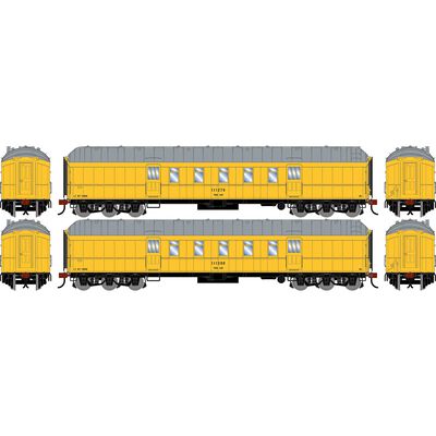 HO ATH 60' Pullman Common Standard Postal Storage Car, MOW Yellow #111279/111280 (2) HO ATH 60' Pullman Common Standard Postal Storage Car, MOW Yellow #111279/111280 (2)