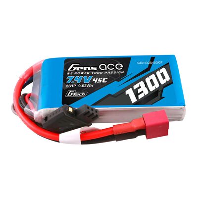 7.4V 1300mAh 2S 45C G-Tech LiPo Battery: Deans 7.4V 1300mAh 2S 45C G-Tech LiPo Battery: Deans
