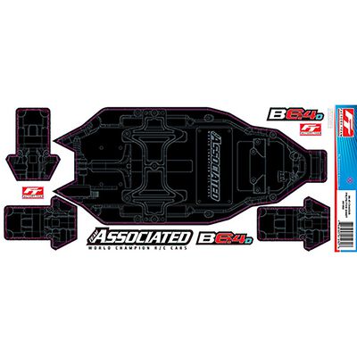 Factory Team Printed Chassis Protective Sheet, 1/10 Team Associated RC10B6.4D Factory Team Printed Chassis Protective Sheet, 1/10 Team Associated RC10B6.4D