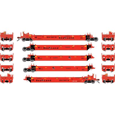 HO ATH Gunderson Maxi-I Well Cars (5), SEAX #730077 HO ATH Gunderson Maxi-I Well Cars (5), SEAX #730077