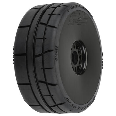 1/8 Menace HP BELTED Speed Run F/R Tires Mounted 17mm Black (2) 1/8 Menace HP BELTED Speed Run F/R Tires Mounted 17mm Black (2)