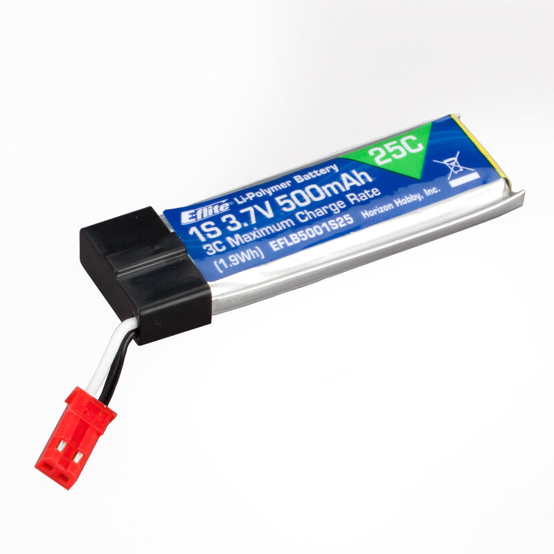 1S 3.7V 500mAh 25C Li-Po Battery: JST-RCY