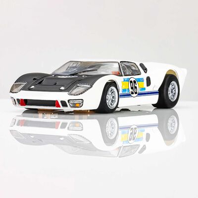 HO 1966 Ford GT40 Mk.II #96 Mega G+ Slot Car, White & Black HO 1966 Ford GT40 Mk.II #96 Mega G+ Slot Car, White & Black