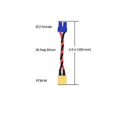 High Quality XT30 Male to EC2 Female Conversion Cable High Quality XT30 Male to EC2 Female Conversion Cable