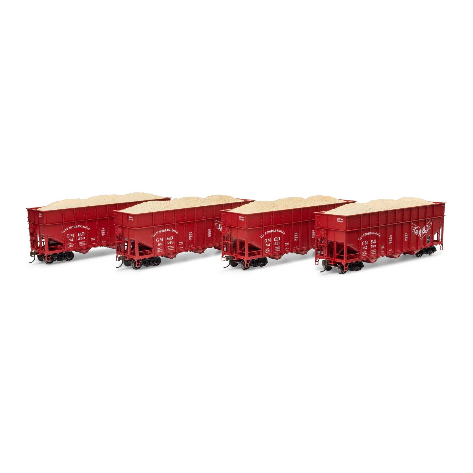 HO 40' Wood Chip Hopper with Load, GM #82519 / 82521 / 82533 / 82548 (4)