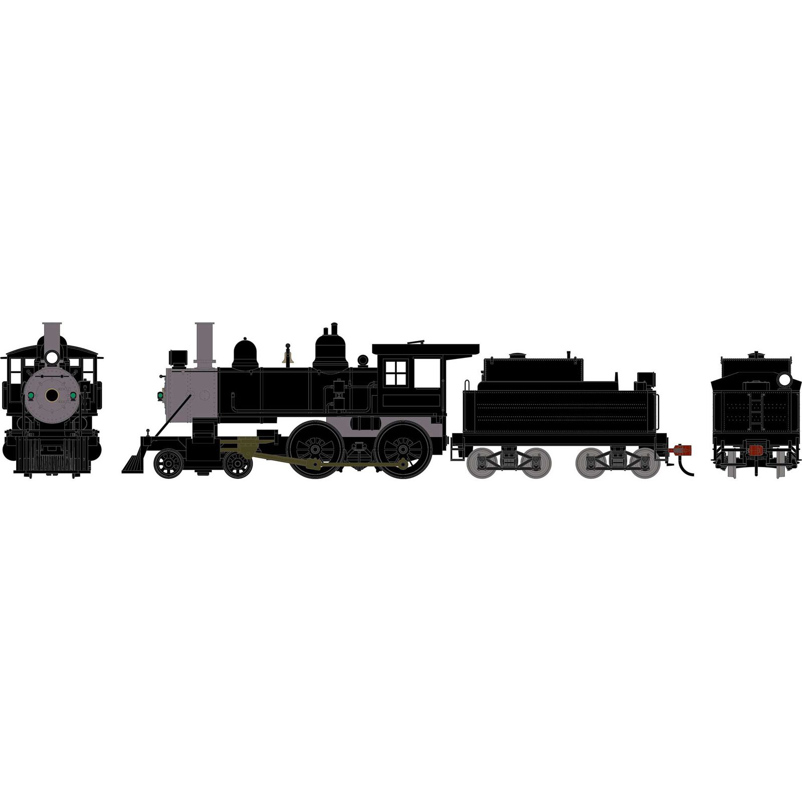HO ATH 4-4-0 Steam Locomotive, Painted, Unlettered