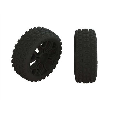 1/8 2HO Front/Rear 3.3 Pre-Mounted Tires, 17mm Hex, Black (2) 1/8 2HO Front/Rear 3.3 Pre-Mounted Tires, 17mm Hex, Black (2)