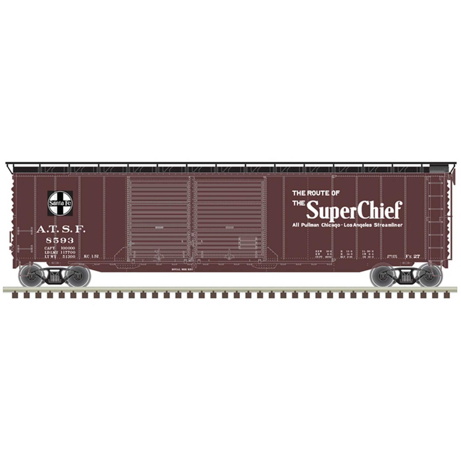 HO 50' Postwar Box Car Santa Fe "Super Chief" 8593