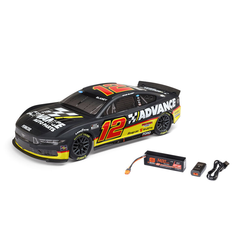1/12 NASCAR RC Race Car Ryan Blaney No. 12 Advance Auto 2025 Ford Mustang 2S AWD RTR Brushed On-Road (Battery & Charger Included)