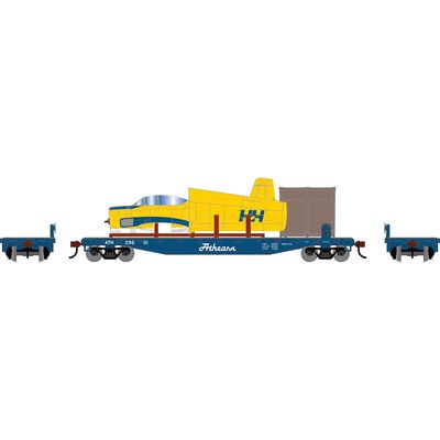 HO ATH 50' Flat Car w/T-28B Trojan Airplane, Flat Car- ATH #39601; Airplane- Horizon Hobbies N2004CA HO ATH 50' Flat Car w/T-28B Trojan Airplane, Flat Car- ATH #39601; Airplane- Horizon Hobbies N2004CA
