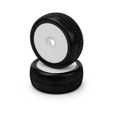 1/8 Arina 83mm Pre-Mounted Buggy Tires, White Wheels, Green Compound (2) 1/8 Arina 83mm Pre-Mounted Buggy Tires, White Wheels, Green Compound (2)