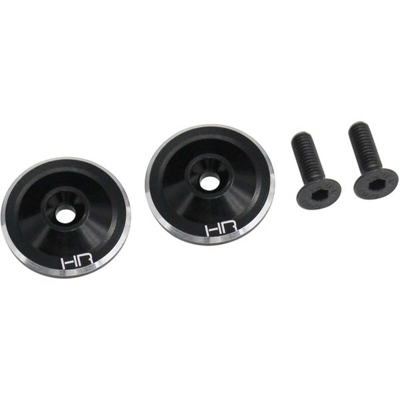 Large Wing Button, Aluminum, Black (2): 1/8 ARRMA BLX