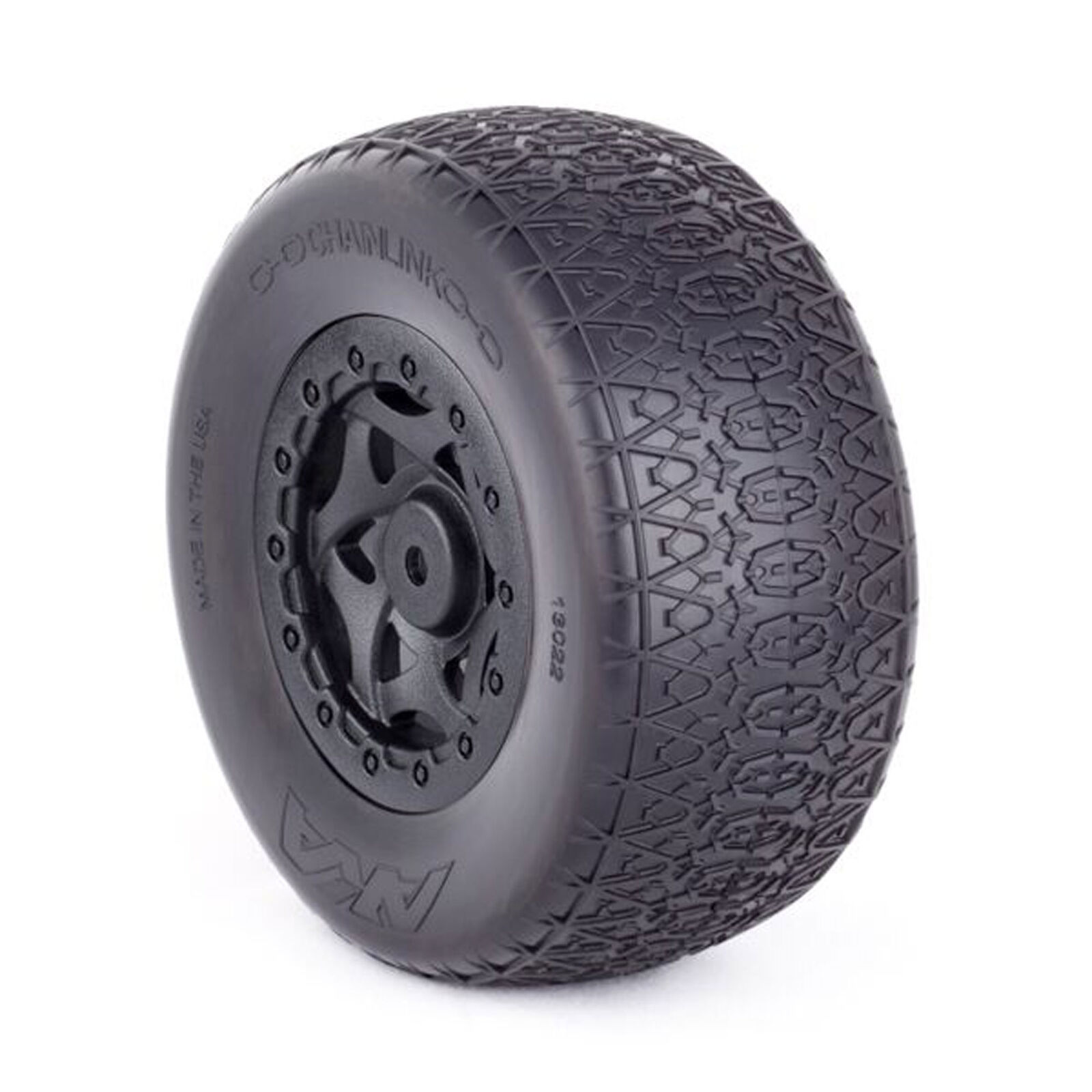 1/10 Chain Link SC Wide Soft Front/Rear Wheel Mounted with Red Inserts: SCTE (2)