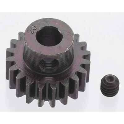 Extra Hard 20 Tooth Blackened Steel 32p Pinion, 5mm Extra Hard 20 Tooth Blackened Steel 32p Pinion, 5mm