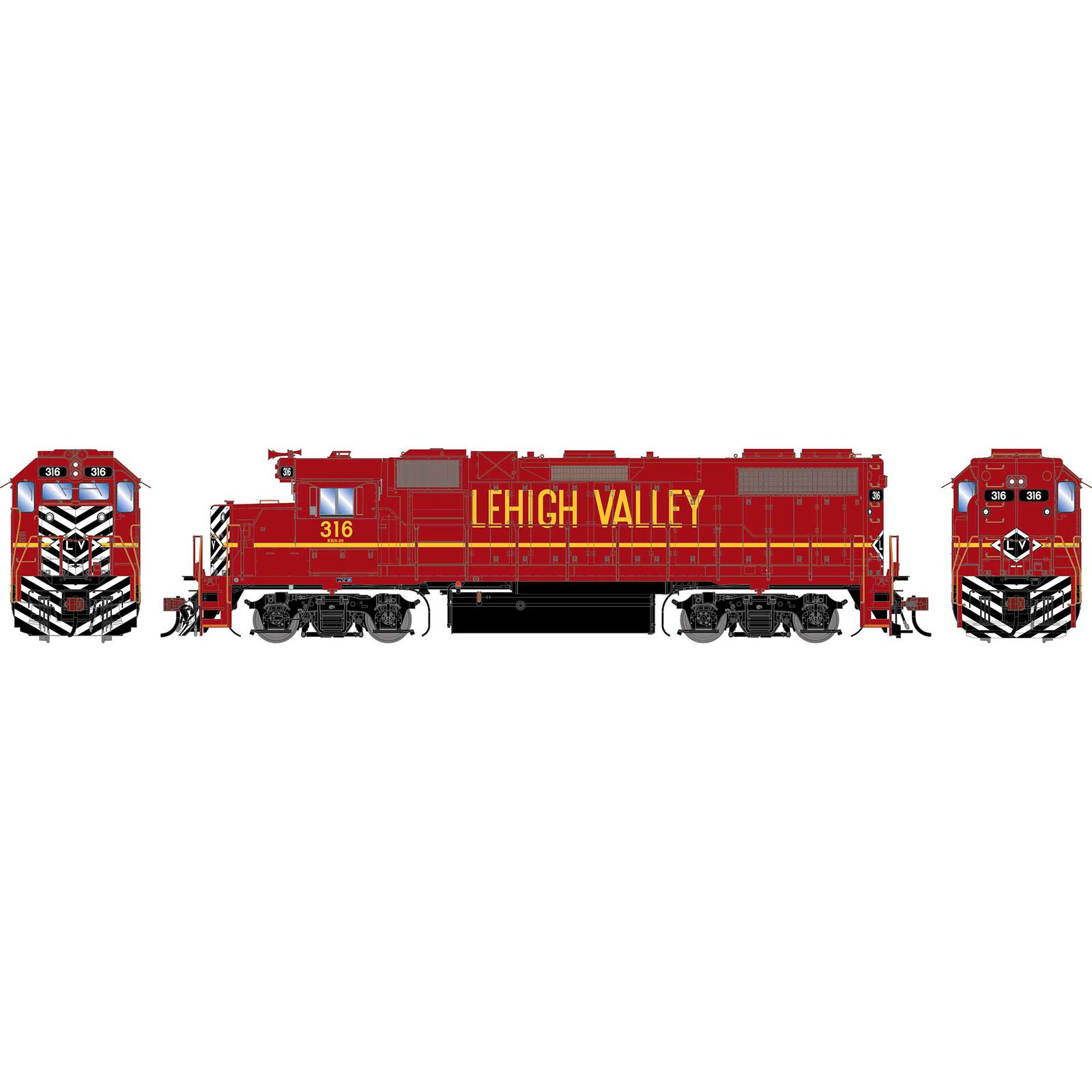 HO GEN GP38-2 Locomotive w/DCC & Sound, LV #316