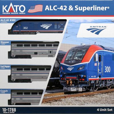 N Amtrak ALC-42 Locomotive & Superliner Phase VI 4-unit Set N Amtrak ALC-42 Locomotive & Superliner Phase VI 4-unit Set