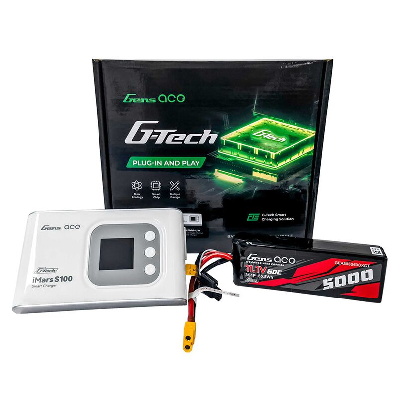 G-Tech Bundle: 5000mAh 3S 60C softpack XT60 + S100 charger