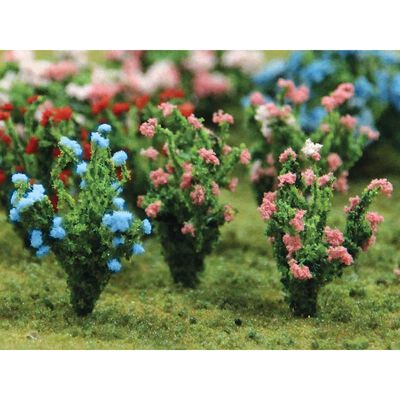 HO Flowering Bushes Pink & Blue - 1" Tall HO Flowering Bushes Pink & Blue - 1" Tall