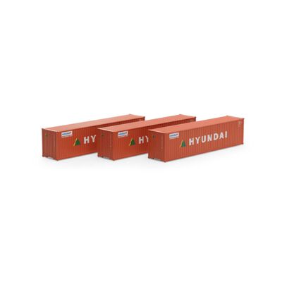 HO RTR 40' Corrugated Container, Hyundai (3) HO RTR 40' Corrugated Container, Hyundai (3)