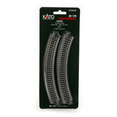 N 216mm 8-9/16" Radius Curve 45-Degree (4) N 216mm 8-9/16" Radius Curve 45-Degree (4)