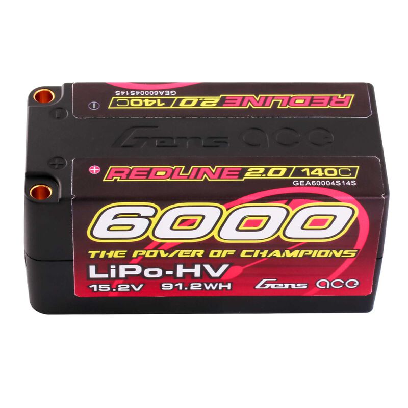 15.2V 6000mAh 4S 140C Shorty Hardcase LiHV Battery: 5mm Tubes
