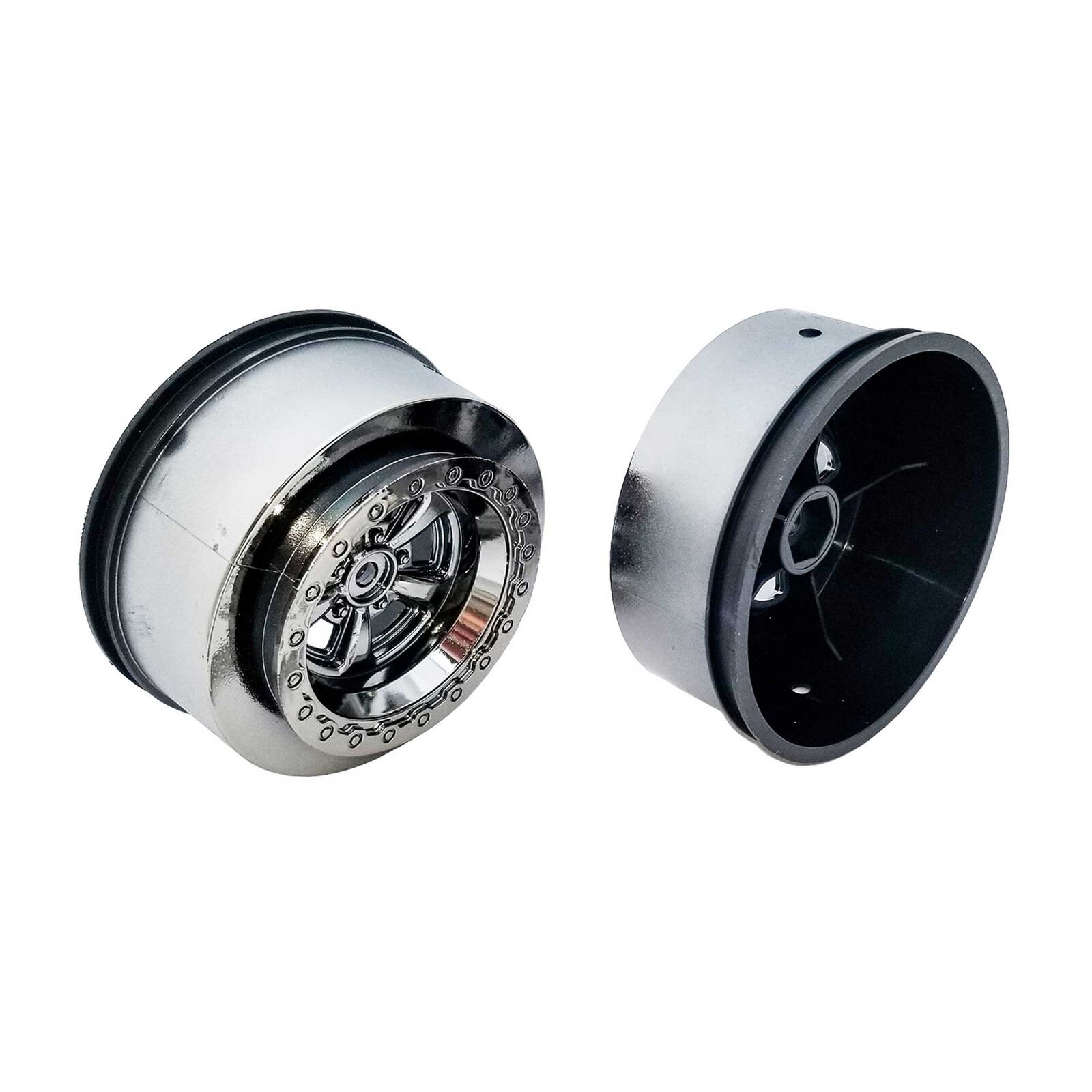 Drag Rear Wheels, 2.2" / 3", 12 mm hex, blk chrome