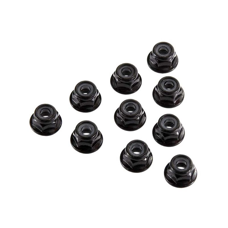 4mm Serrated Nylon Lock Nut, Black (10)