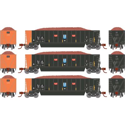 N ATH Berwick Bathtub Gondola with Load, DJJX Primed For Grime #30100/30106/30115 (3) N ATH Berwick Bathtub Gondola with Load, DJJX Primed For Grime #30100/30106/30115 (3)