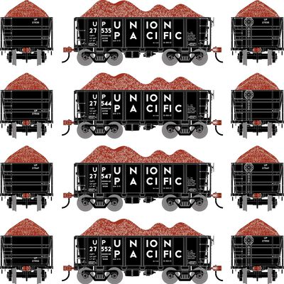 HO 26' PC&F Ore Car Tight-Bottom Low Side with Load, UP #27535/27544/27547/27552 (4) HO 26' PC&F Ore Car Tight-Bottom Low Side with Load, UP #27535/27544/27547/27552 (4)