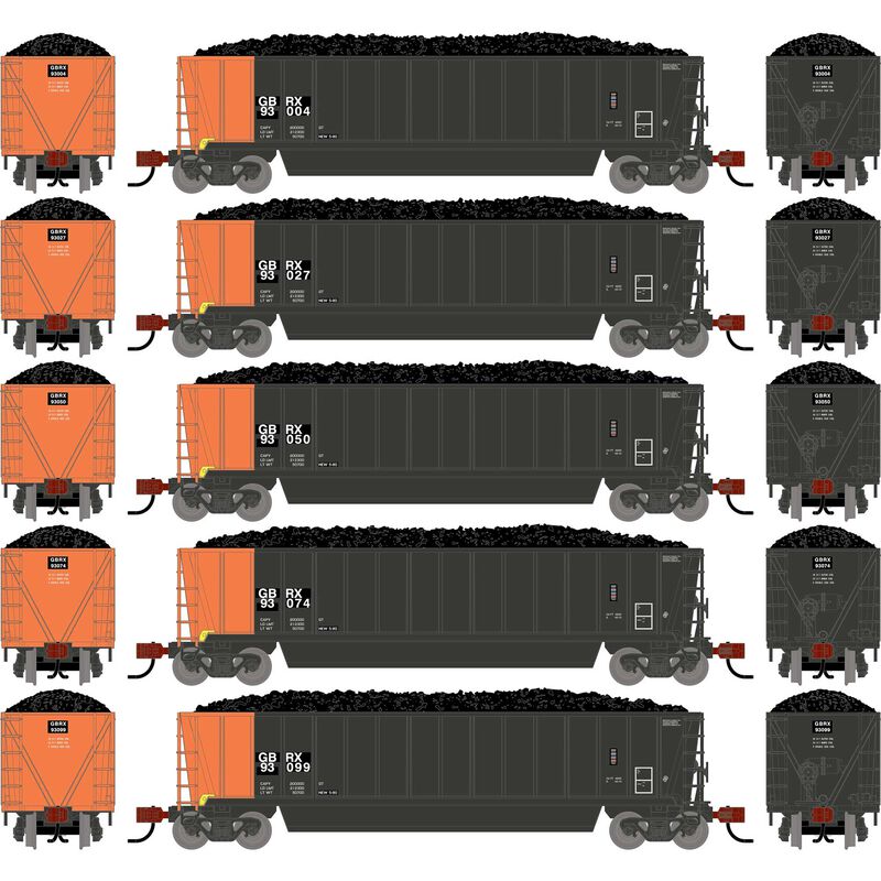 N ATH Berwick Bathtub Gondola, Primed For Grime GBRX w/Load #93004/93027/93050/93074/93099 (5)