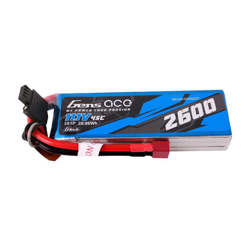 11.1V 2600mAh 3S 45C G-Tech LiPo Battery: Deans