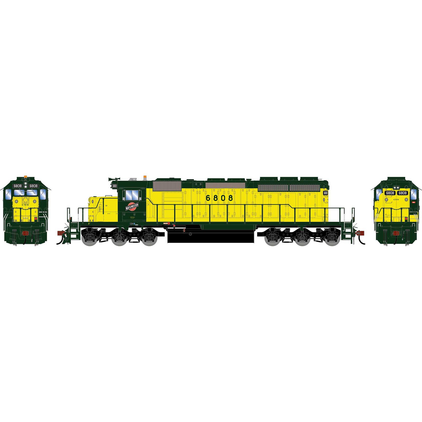 HO ATH SD40-2 Locomotive w/DCC & Sound, CNW #6808