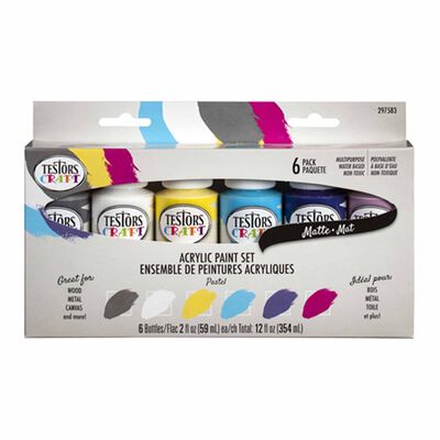 6 PIece Acrylic Craft Paint Set, 2 oz, Pastel Matte 6 PIece Acrylic Craft Paint Set, 2 oz, Pastel Matte