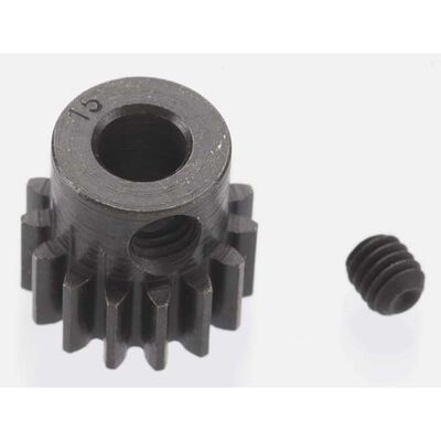 Extra Hard 15 Tooth Blackened Steel 32p Pinion, 5mm Extra Hard 15 Tooth Blackened Steel 32p Pinion, 5mm