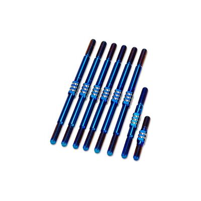 Fin Titanium Turnbuckle Set, Burnt Blue: RC10T Fin Titanium Turnbuckle Set, Burnt Blue: RC10T