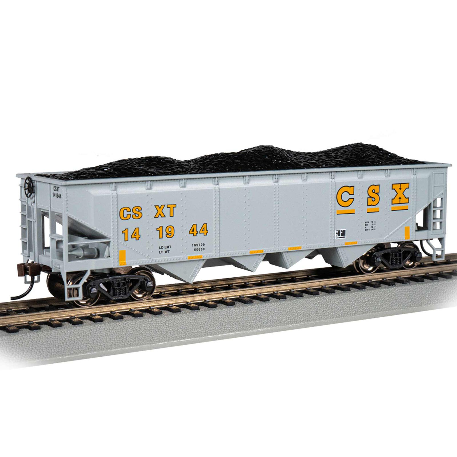 HO 40' QUAD CSX #141944 (gray & yellow)