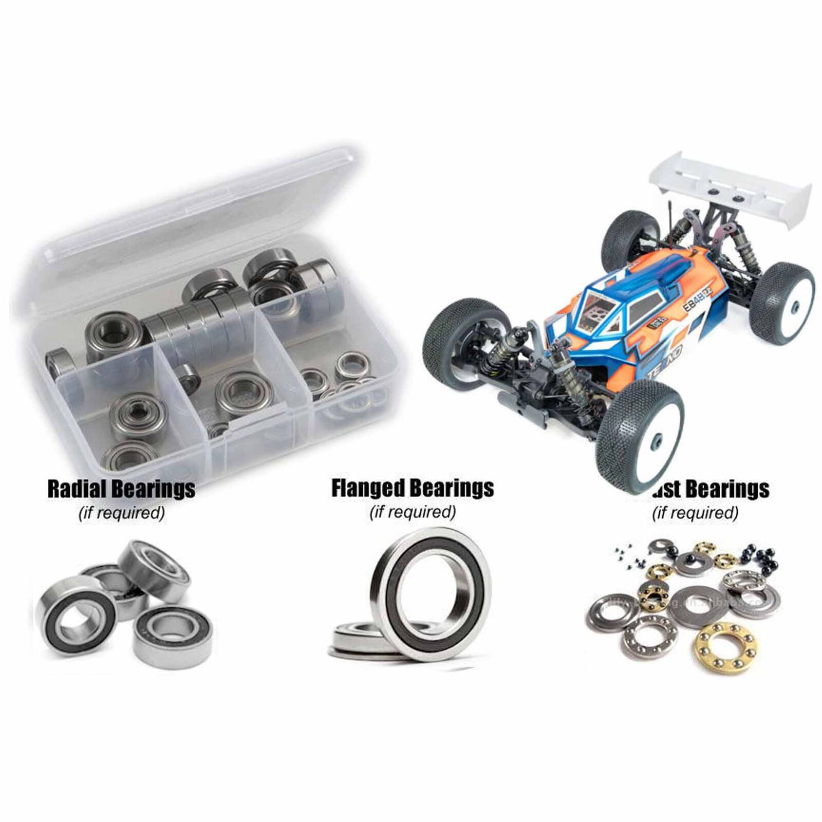 Rubber Shielded Bearing Kit, 1/8 Tekno EB48 2.2