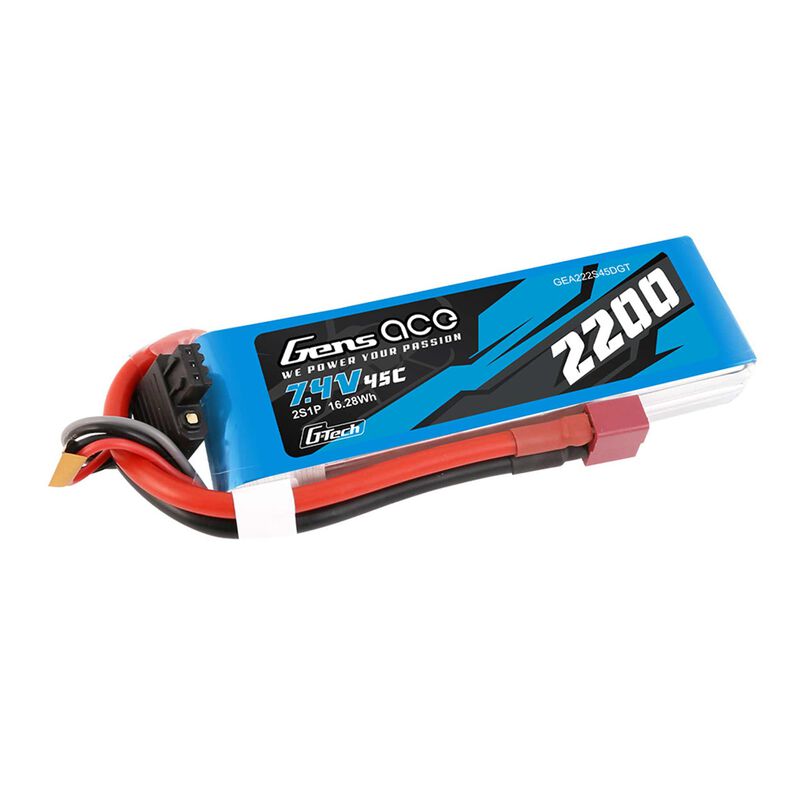 7.4V 2200mAh 2S 45C G-tech Smart Lipo Battery: Deans