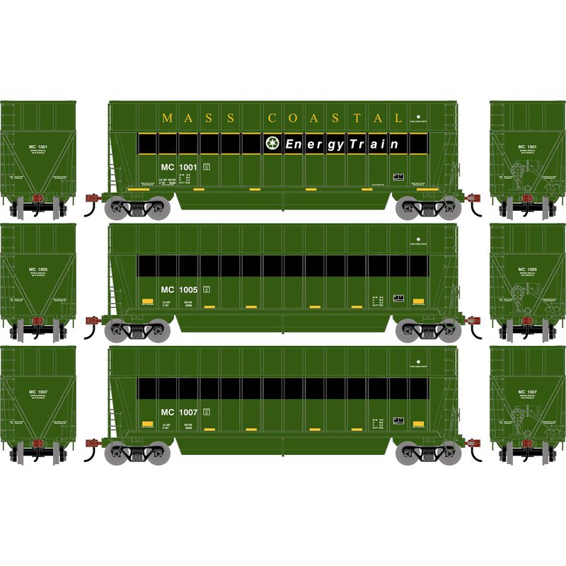 HO ATH Berwick Bathtub Extended Side Gondola, MC #1001/1005/1007 (3)