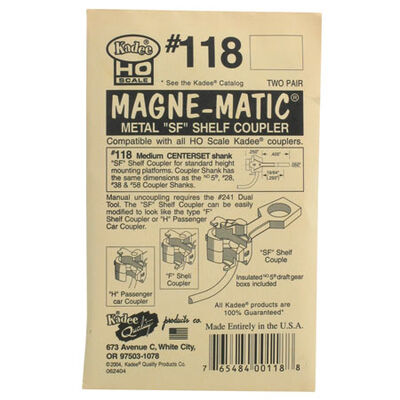 HO Shelf Coupler, 19/64" Center (2pr) HO Shelf Coupler, 19/64" Center (2pr)