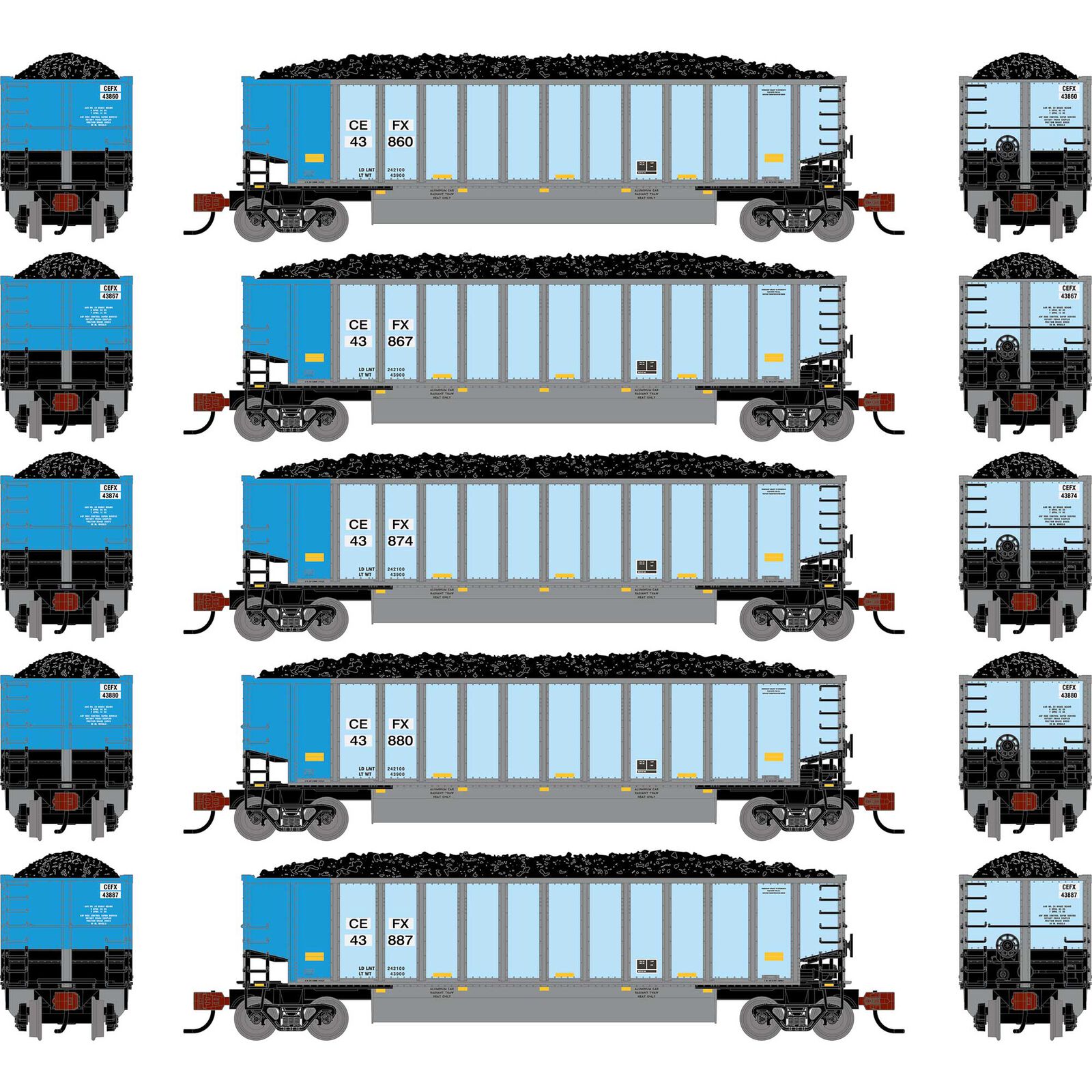 N ATH Bethgon Coalporter w/Coal Load, CEFX #43860/43867/43874/43880/43887 (5)