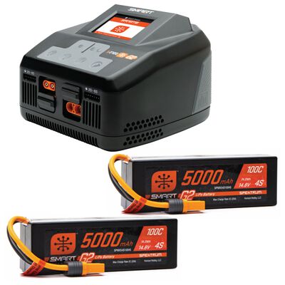 Smart Powerstage 8S Surface Bundle: (2) G2 5000mAh 4S LiPo IC5 & S2100 Charger Smart Powerstage 8S Surface Bundle: (2) G2 5000mAh 4S LiPo IC5 & S2100 Charger