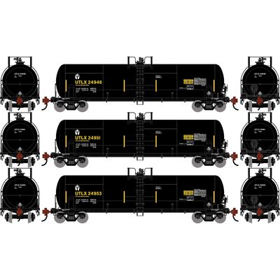 HO ATH RTC 20,900 Gallon Tank Car, UTLX 'Black w/Second Hand Logo' #24946/24951/24953 (3) HO ATH RTC 20,900 Gallon Tank Car, UTLX 'Black w/Second Hand Logo' #24946/24951/24953 (3)