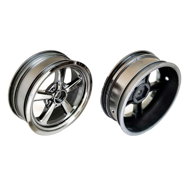 1/10 2.2" Front Drag Car Wheels, Black Chrome (2)