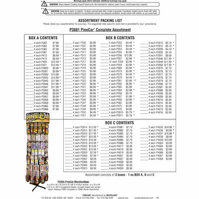 PineCar Complete Assortment (2-12 ea of 132 SKUs) PineCar Complete Assortment (2-12 ea of 132 SKUs)