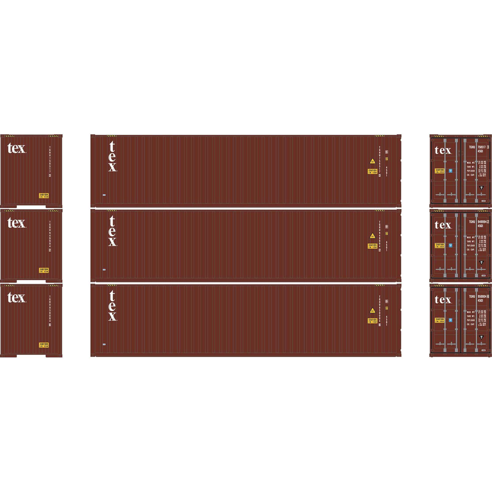HO ATH 40' Corrugated High-Cube Containers, TGHU #758517-3/949994-2/950004-6 (3)