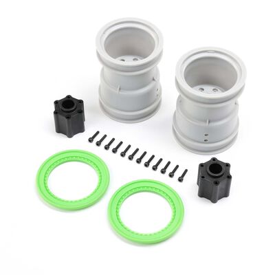 2.6" Wheel with Beadlock Rings, Green (2): LMT 2.0 2.6" Wheel with Beadlock Rings, Green (2): LMT 2.0