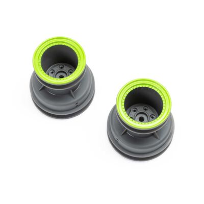 MT Wheel, Green Beadlock, Lt Grey(2): Mini LMT MT Wheel, Green Beadlock, Lt Grey(2): Mini LMT