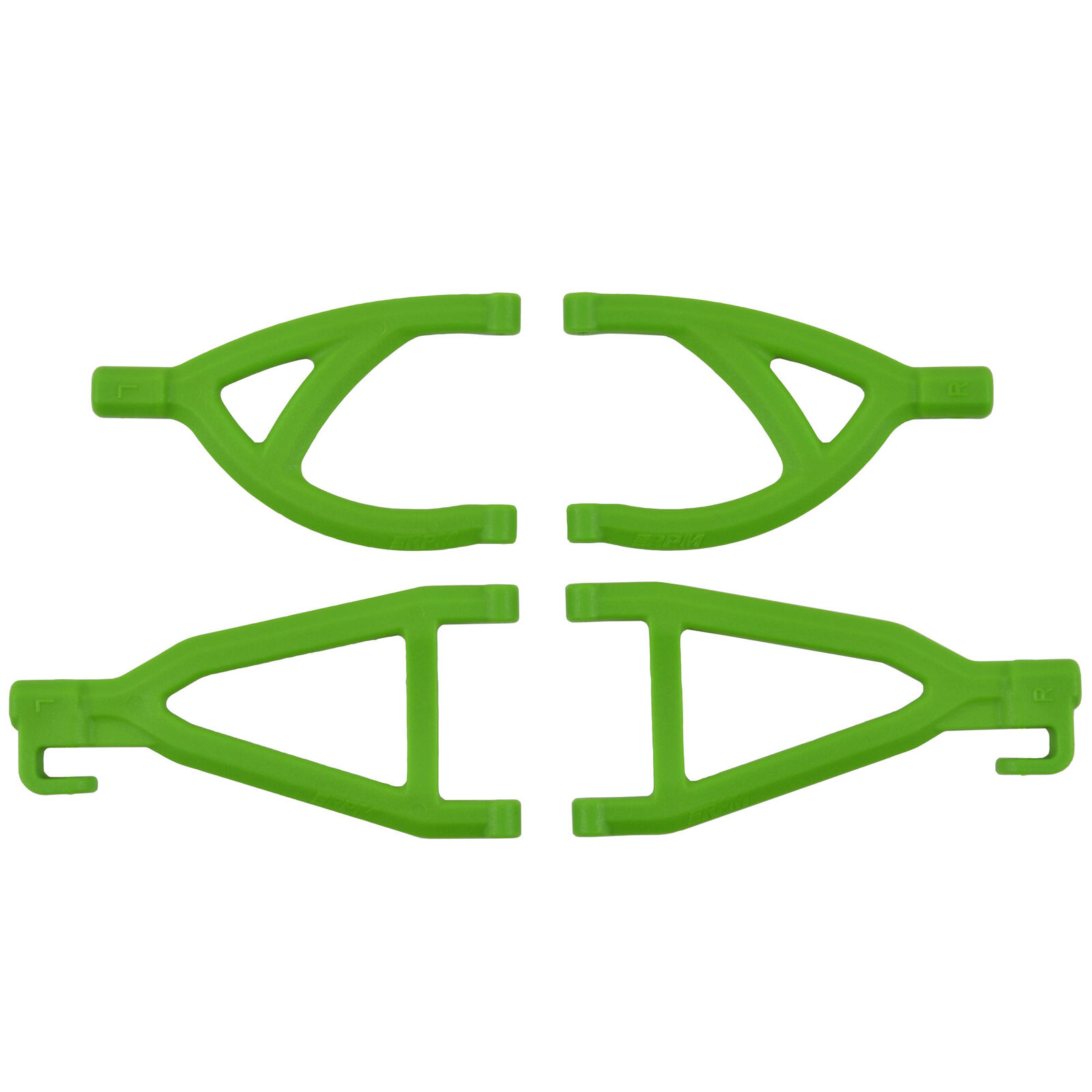 Rear Upper & Lower A-Arms, Green: 1/16 Grave Digger