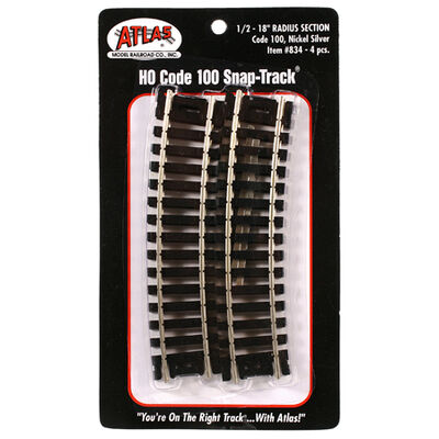 HO Code 100 18" Radius 1/2 Curve (4) HO Code 100 18" Radius 1/2 Curve (4)